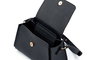 Lucky Bees Bolsa de Hombro Negra en Cuero de Polivinilo, 23x10x15 cm